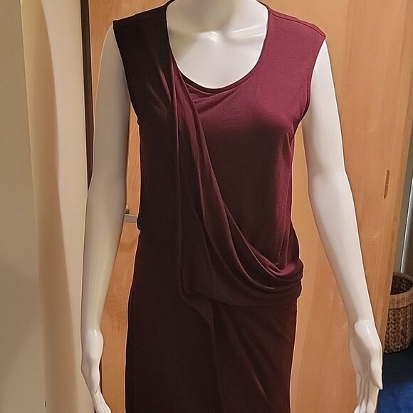 Allsaints dark red faux wrap dress sz 8 - Picture 9 of 9